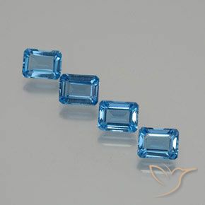 Gemas de Topacio Azul Suizo natural de 8.13 ct, Corte Octágono / Esmeralda, VS
