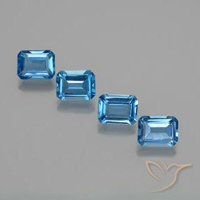 Gemas de Topacio Azul Suizo natural de 7.49 ct, Corte Octágono / Esmeralda, VS