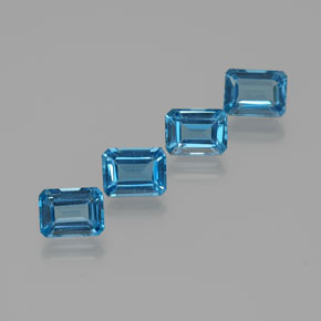 Gemas de topacio azul natural de 8,16 ct, corte esmeralda, VS