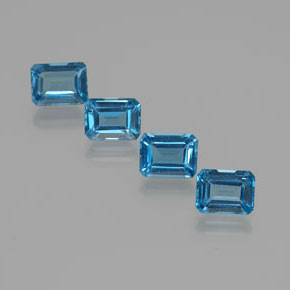 Gemas de topacio azul natural de 8,16 ct, corte esmeralda, VS