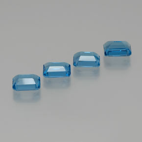 Gemas de topacio azul natural de 8,16 ct, corte esmeralda, VS