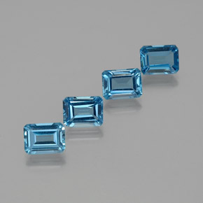 Gemas de topacio azul natural de 7,89 ct, corte esmeralda, VS
