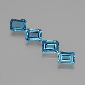 Gemas de topacio azul natural de 7,89 ct, corte esmeralda, VS