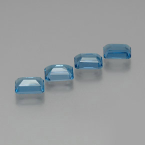 Gemas de topacio azul natural de 7,89 ct, corte esmeralda, VS
