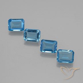 Gemas de Topacio Azul Suizo natural de 7.32 ct, Corte Octágono / Esmeralda, VS