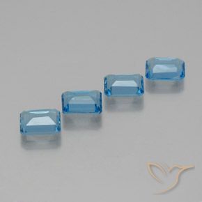 Gemas de Topacio Azul Suizo natural de 7.32 ct, Corte Octágono / Esmeralda, VS
