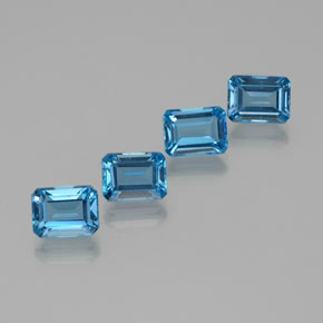Gemas de topacio azul natural de 8,64 ct, corte esmeralda, VS