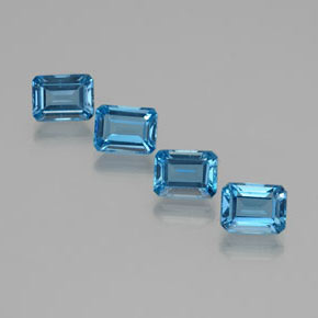 Gemas de topacio azul natural de 8,64 ct, corte esmeralda, VS