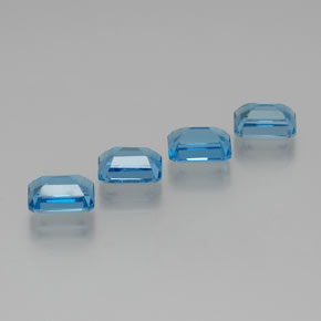 Gemas de topacio azul natural de 8,64 ct, corte esmeralda, VS