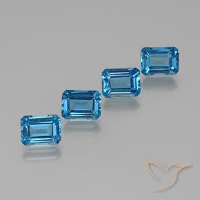 7.76ctw Natural Azul Suizo Topacio, corte esmeralda, VS
