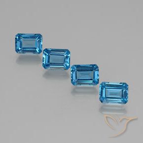 Gemas de Topacio Azul Suizo natural de 7.76 ct, Corte Octágono / Esmeralda, VS