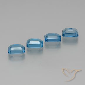 Gemas de Topacio Azul Suizo natural de 7.76 ct, Corte Octágono / Esmeralda, VS