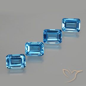 Gemas de Topacio Azul Suizo natural de 7.97 ct, corte esmeralda, VS