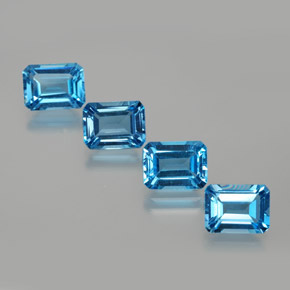 Gemas de topacio azul natural de 8,16 ct, corte esmeralda, VS