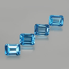 Gemas de topacio azul natural de 8,16 ct, corte esmeralda, VS