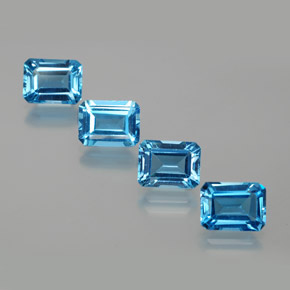 Gemas de topacio azul natural de 8,25 ct, corte esmeralda, VS