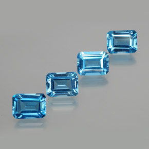 Gemas de topacio azul natural de 8,25 ct, corte esmeralda, VS