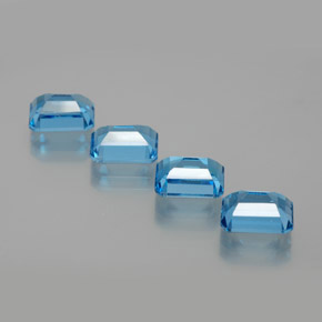 Gemas de topacio azul natural de 8,25 ct, corte esmeralda, VS
