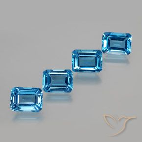 Gemas de Topacio Azul Suizo natural de 8.32 ct, Corte Octágono / Esmeralda, VS
