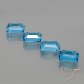 Gemas de Topacio Azul Suizo natural de 7.53 ct, Corte Octágono / Esmeralda, VS