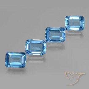 Gemas de Topacio Azul Suizo natural de 8.41 ct, Corte Octágono / Esmeralda, VS