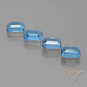 Gemas de Topacio Azul Suizo natural de 8.41 ct, Corte Octágono / Esmeralda, VS
