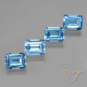 Gemas de Topacio Azul Suizo natural de 8.16 ct, Corte Octágono / Esmeralda, VS