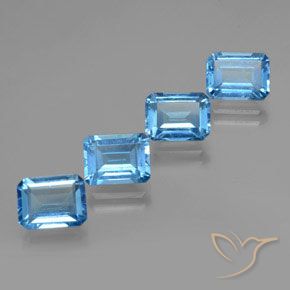 Gemas de Topacio Azul Suizo natural de 8.32 ct, Corte Octágono / Esmeralda, VS