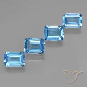 Gemas de Topacio Azul Suizo natural de 7.76 ct, Corte Octágono / Esmeralda, VS