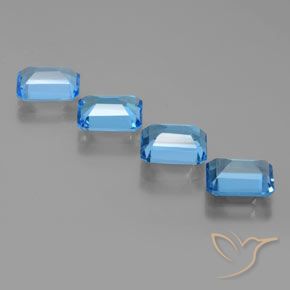 Gemas de Topacio Azul Suizo natural de 7.76 ct, Corte Octágono / Esmeralda, VS
