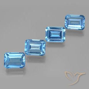 Gemas de Topacio Azul Suizo natural de 7.93 ct, Corte Octágono / Esmeralda, VS