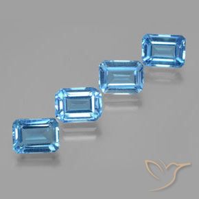 Gemas de Topacio Azul Suizo natural de 8.19 ct, Corte Octágono / Esmeralda, VS
