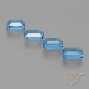 Gemas de Topacio Azul Suizo natural de 8.19 ct, Corte Octágono / Esmeralda, VS