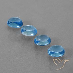 Gemas de Topacio Azul Suizo natural de 5.07 ct, Ovalada, Transparente