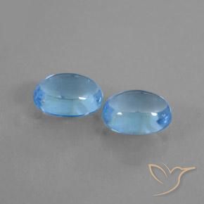 Gemas de Topacio Azul Suizo natural de 2.10 ct, Ovalada, Transparente
