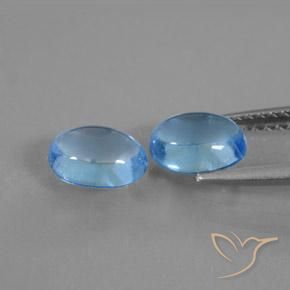 Gemas de Topacio Azul Suizo natural de 2.10 ct, Ovalada, Transparente