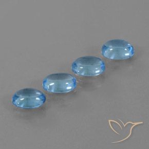 Gemas de Topacio Azul Suizo natural de 4.07 ct, Ovalada, Transparente