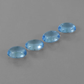 Gemas de Topacio Azul Suizo natural de 4.57 ct, Corte Óvalo, Transparente