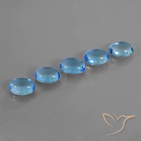 5.00ctw Natural Azul Suizo Topacio, Ovalada, Transparente