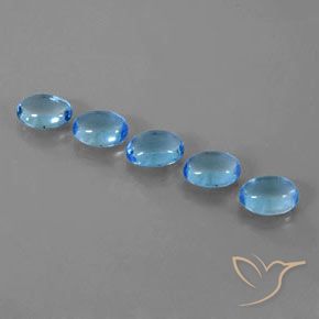 Gemas de Topacio Azul Suizo natural de 5.00 ct, Ovalada, Transparente