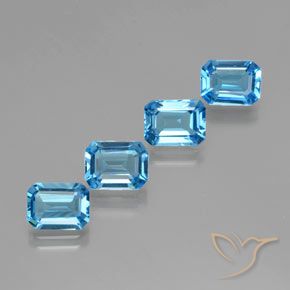 Gemas de Topacio Azul Suizo natural de 6.94 ct, Corte Octágono / Esmeralda, VVS-VS