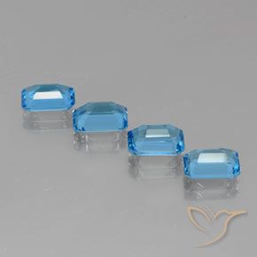 Gemas de Topacio Azul Suizo natural de 6.94 ct, Corte Octágono / Esmeralda, VVS-VS