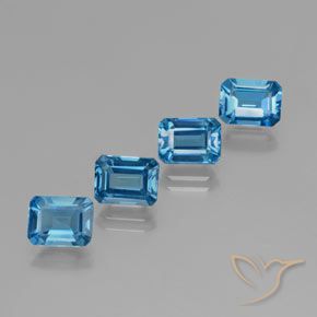 Gemas de Topacio Azul Suizo natural de 8.03 ct, Corte Octágono / Esmeralda, VVS-VS