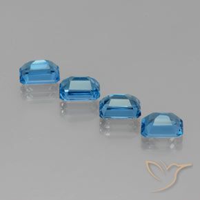 Gemas de Topacio Azul Suizo natural de 8.03 ct, Corte Octágono / Esmeralda, VVS-VS