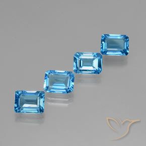 Gemas de Topacio Azul Suizo natural de 8.18 ct, Corte Octágono / Esmeralda, VVS-VS