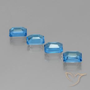 Gemas de Topacio Azul Suizo natural de 8.18 ct, Corte Octágono / Esmeralda, VVS-VS