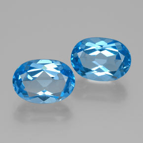 Gemas de Topacio Azul Suizo natural de 5.54 ct, Corte Óvalo, VVS