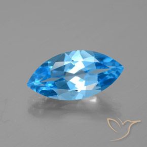 Topacio azul natural de 4,33 ct, marquesa, VVS-VS
