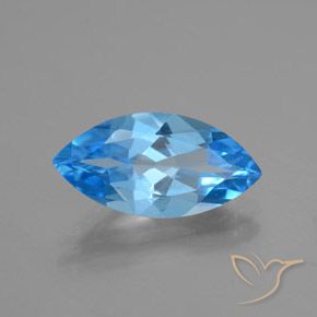Topacio azul natural de 4,33 ct, marquesa, VVS-VS