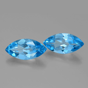 Gemas de Topacio Azul Suizo natural de 8.80 ct, Marquesa, VVS-VS